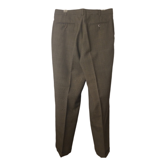 Perry Ellis Portfolio Pleated Cuffed Dress Pants in Loden Glen Plaid; Sz 33 x 30 - Picture 5 of 8
